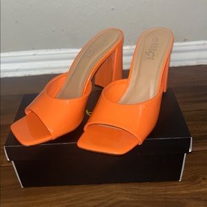 Vibrant Orange block heels